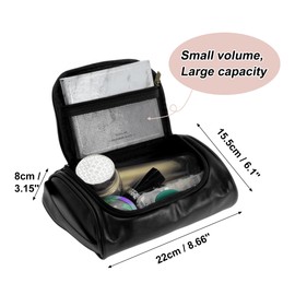 GLIDESMOOTH Toiletry Bag, PU Travel Cosmetic Bag for Women, Travel Organizer Bags, Waterproof and Durable Make Up Bag with Compartments, Black