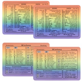 4pcs Windows Shortcut Sticker, Excel Cheat Sheet, Shortcut Stickers for Laptop, Reference Guide Keyboard Shortcut Sticker, Laptop Keyboard Stickers, Keyboard Shortcuts Cheat Sheet(Gradient)