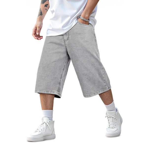 Heyfanee Mens Baggy Jorts Loose Fit Below Knee Jean Shorts