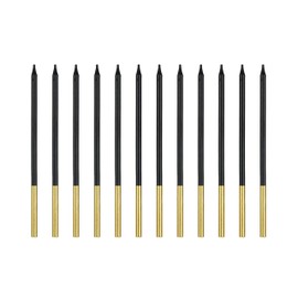 Plain Black Birthday Candles, 14 cm Height, Set of 12