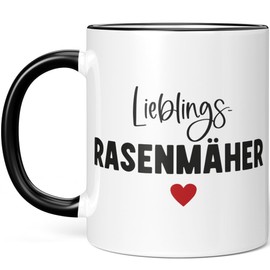 JUNIWORDS Tasse, Lieblings-Rasenmäher, Schwarz (7765075)