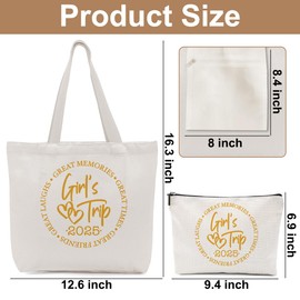 Girls Trip Gifts Favors, 2025 Travel Tote Bag & Makeup Bag, Vacation Weekender Bags for Women Friend Bestie, Girls Weekend Gifts Bachelorette Party Friendship Gifts Shopping Bags Cosmetic Bag