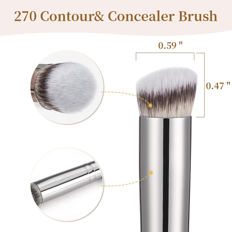 Angled Flat Concealer Brush Set, 2pcs Dense Under Eye Nose