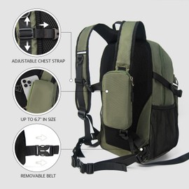 SYNKADEX Small Hiking Backpack, 20L Lightweight Travel Backpack with Phone Pocket, Hiking Daypack for Women Men,Olive green