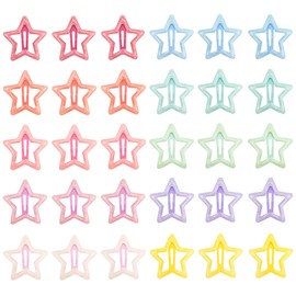 30 PACK Star Snap Hair Clips Non-slip Toddlers Colorful Cute Lovely Metal Hair Barrettes Hair Accessories for Women Girls (Style 4)