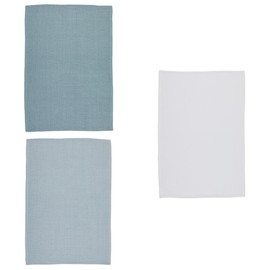 KitchenCraft Super-Absorbent 100% Cotton Waffle-Weave Tea Towels, 70 x 47 cm - 'Blues' (Set of 3)