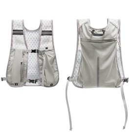 DIYCUT Sacs d'Hydration Réglable, Gilet Trail, Gilet Hydration en Nylon Gris Clair, Léger, Avec Bandes Réfléchissantes et Poche Pratique - Pour la Course à Pied et la Randonnée