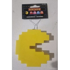 RUZ Pac Man Logo PIXEL 80's Yellow Game Figure Decoupage Christmas Ornament New 2024