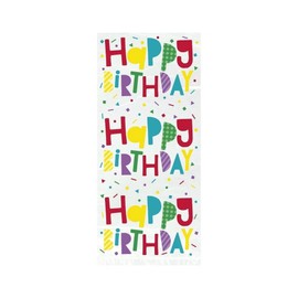 Unique 63397 - Cellophane Party Bags - Colourful Happy Birthday Design - Pack of 20