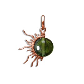 Sun Burst -Copper Wire-Genuine Moldavite Pendant or Charm Tektite Celestial Jewelry With Certificate of Authenticity-Solar Moon Necklace