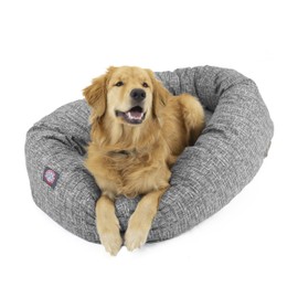 Majestic Pet 40 Inch Bagel Calming Dog Bed Washable – Cozy Soft Round Dog Bed with Spine Support for Dogs to Rest Their Head - Fluffy Donut Puppy Mat 40x29x9 (Inch) Large – Lt. Black