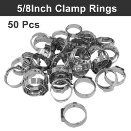 Murtenze 50 Pack Stainless Steel Clamps, 5/8 Inch Cinch Clamps Crimp Rings, Pinch Clamp Rings for PEX Tubing Pipe Fitting Connections
