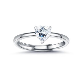 JeweBella 925 Sterling Silver Rings for Women Adjustable Engagement Ring Wedding Rings Shiny Cubic Zirconia Ring Finger Ring Wedding Rings Engagement Promise Ring for Women Couple Ring Jewellery,