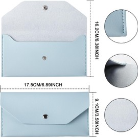 BLMHTWO Cash Wallets for Women and Men, Reusable Leather Envelopes for Budgeting, Check Billing (Blue)