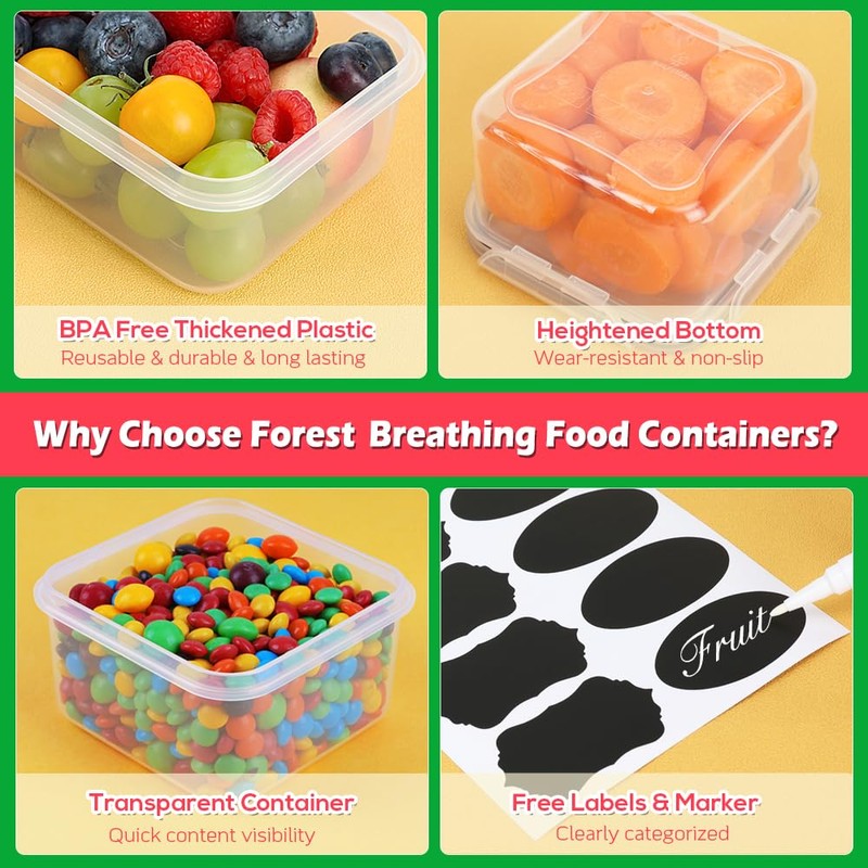 62PCS Thick Food Storage Containers with Airtight Lids for Meal