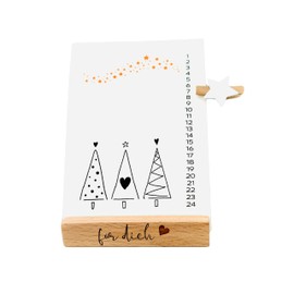 Adventskalender - Adventskalender to go - 24 Tage - Adventskalender Geschenk personalisiert - Postkarte aufstellen - Advent Schreibtisch