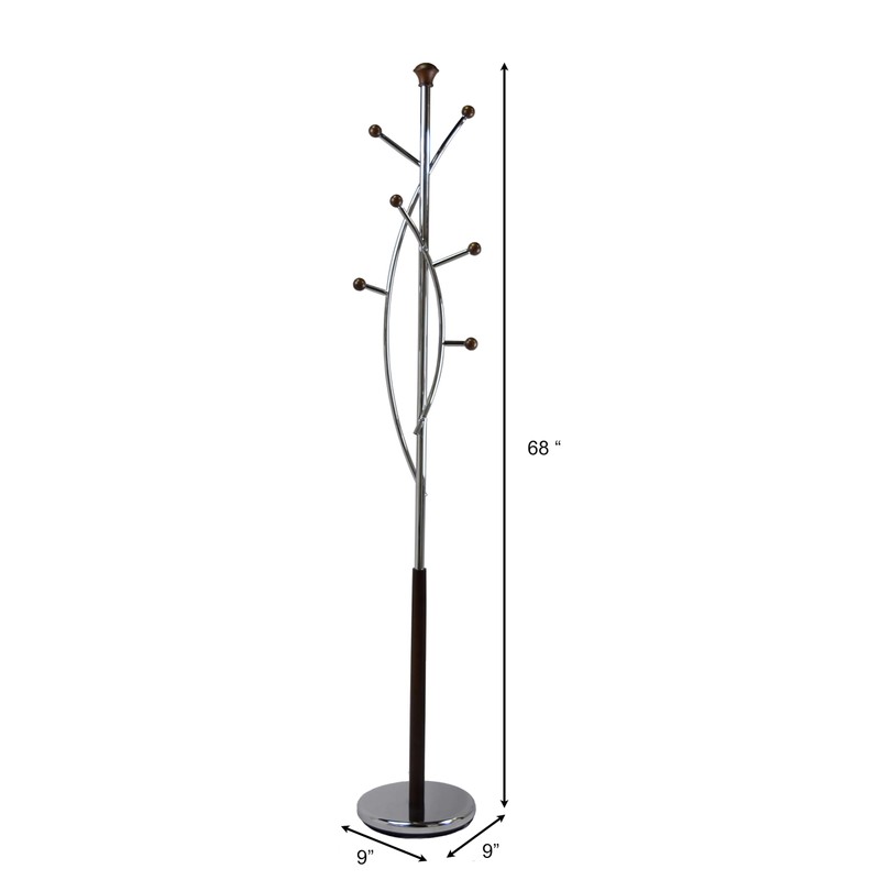 Proman Products Freestanding Modern Metal Coat Rack Tree Stand Organizer