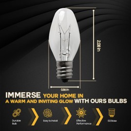 Seentech 12 Pack 15W 110 Volt E12 Socket C7 Long-Lasting Incandescent Replacement Bulbs Perfect for Himalayan Salt Lamps & Baskets, Chandeliers, Scentsy & Wax Warmers, Night Lights