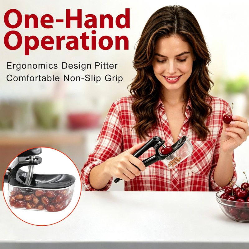 Cherry Pitter with Storage Box| Handheld Cherry Pit Olive Seed
