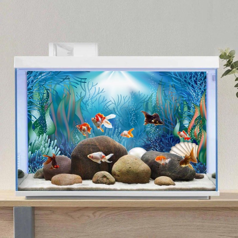 AWERT Vinyl 72x18 inches Underwater World Aquarium Background Aquatic Plants