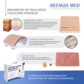 Advanced Practice Kit for Medical Students (35 Pcs) – Latest Generation of Most Complete Model, Including: Tool Kit with Variety of Suture Threads, 3 Top Quality Suture Pads (Education Only)