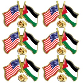 6/ Pack-American US Palestine Flag Lapel Pins Bulk -1.5” Metal Metal United States Palestinian Pin Badge Brooch Souvenir