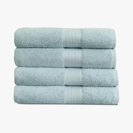 1888 Mills 4 Pack Premium Bath Towel Set, True Classics Premium Cotton Blend, Super Soft and Highly Absorbent Bath Towels for Bathroom, Hotels, Spa and Gym, Blue
