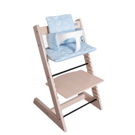 Hoppediz High Chair Seat Cushion Set Suitable for Stokke Tripp Trapp 2-Piece 100% Organic Cotton Amsterdam Aqua Design