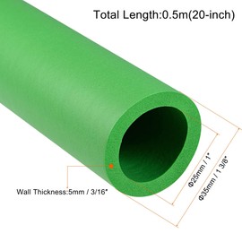TOP-VIGOR Pipe Insulation Foam Tube, 25mm ID Foam Grip Tubing, 5mm Thick Lagging Pipe, 0.5M Length Cladding Foam Tube Hose Non-Slip for Fitness Tools Handle Support, Pipe Insulation, Green