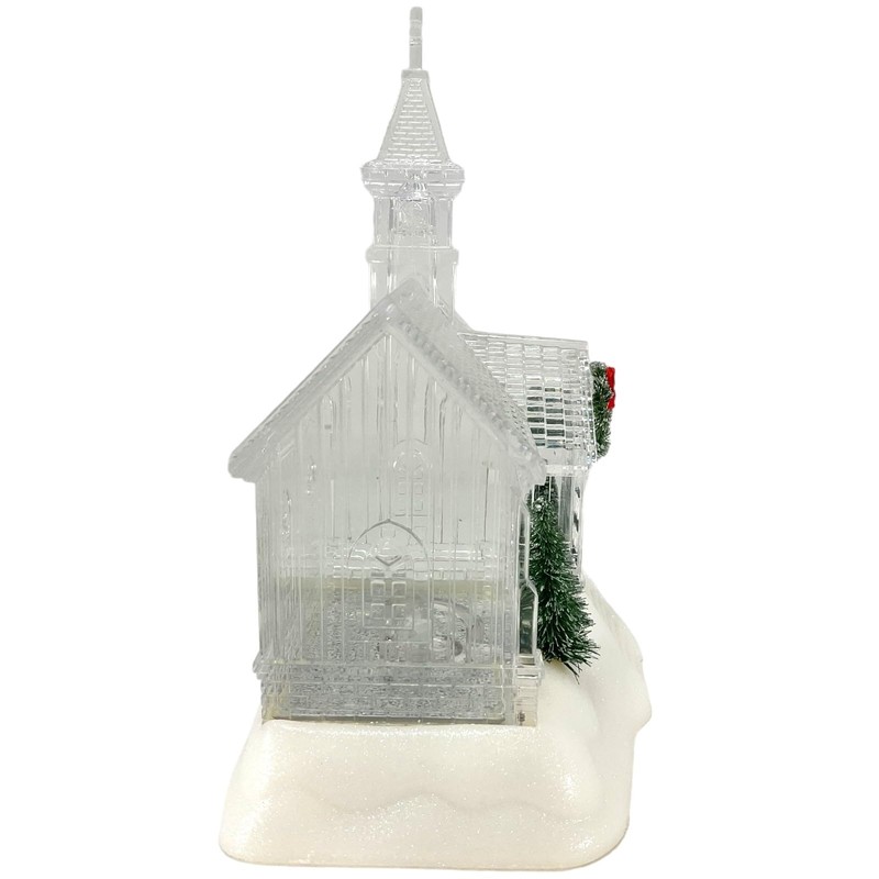 Gerson 2660080 Battery Operated Lighted Holiday Spinning Water Globe Church,