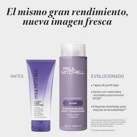 Paul Mitchell Platinum Blonde Acondicionador Violeta, Elimina Tonos Cobrizos y Aclara el Color, Ideal para Cabello Rubio Claro a Medio, Plateado, Gris