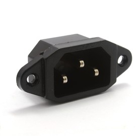kenable IEC 10A C14 3 Pin Chassis Panel Mount Plug Pins Connector 6.35mm TABS