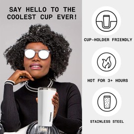 Corkcicle Tumbler Insulated Stainless Steel Bottle/Thermos, 16 oz, White