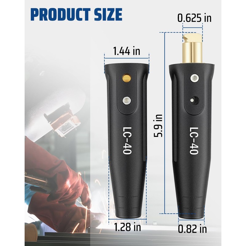 2 Pack LC-40 Welding Lead Quick Connector Fit for MIG/TIG/Stick