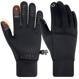 YUHAN PRETTY Kids Winter Gloves Waterproof Touchscreen Warm Fleece Anti-Slip for Boys Girls Children 4-10 Years Back(BlackL)