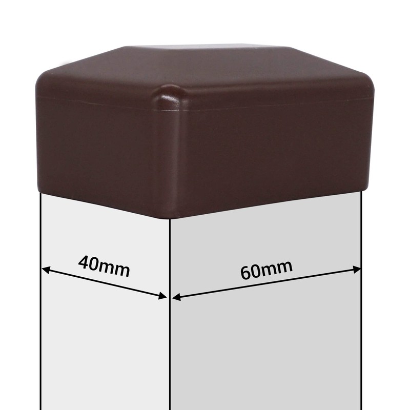 SKIR'CO Pack of 20 Fence Post Caps, Rectangular, Brown Plastic