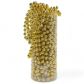 MIJOMA Pearl Garland - Elegant Pearl Ribbon, Pearl Necklace & Decorative Bead Cord | Stylish Table Decoration, Christmas, Advent, Wedding | 8 mm Decorative Beads, 10 Metres (Shiny Gold)