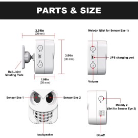 HTZSAFE Rechargeable Dual-Direction Motion Sensor & Detector