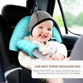 CHILDLIKE BEHAVIOR Carseat Head Support for Infant - Car Seat Strap Pads - 15.7 x 16.9 inch - Shoulder Pads for Babies - Infant Car Seat Head Support - Machine Washable - Green