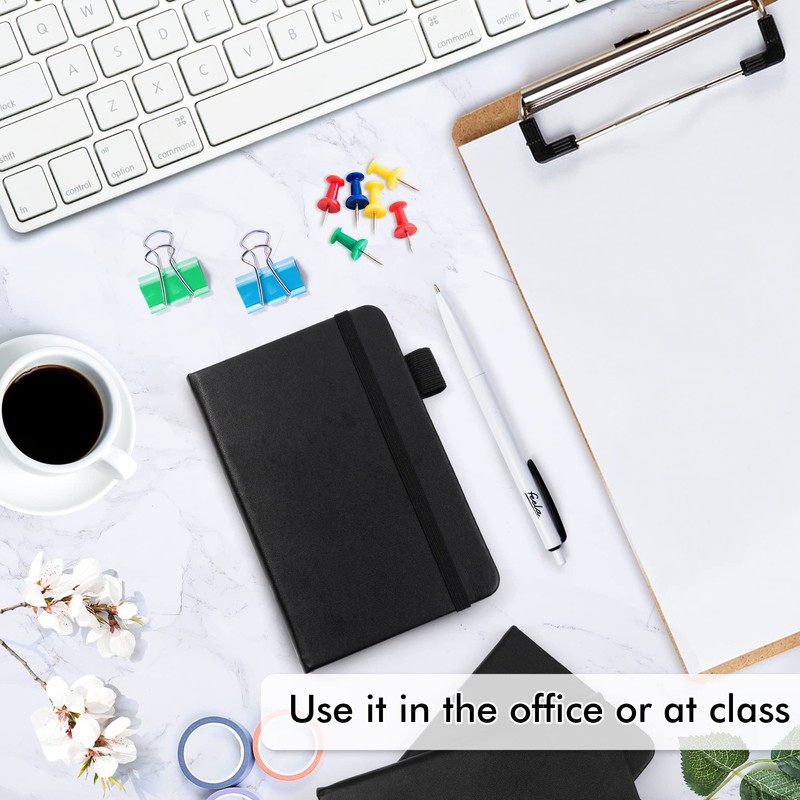 feela 3 Pack Pocket Notebook Journals with 3 Black Pens,
