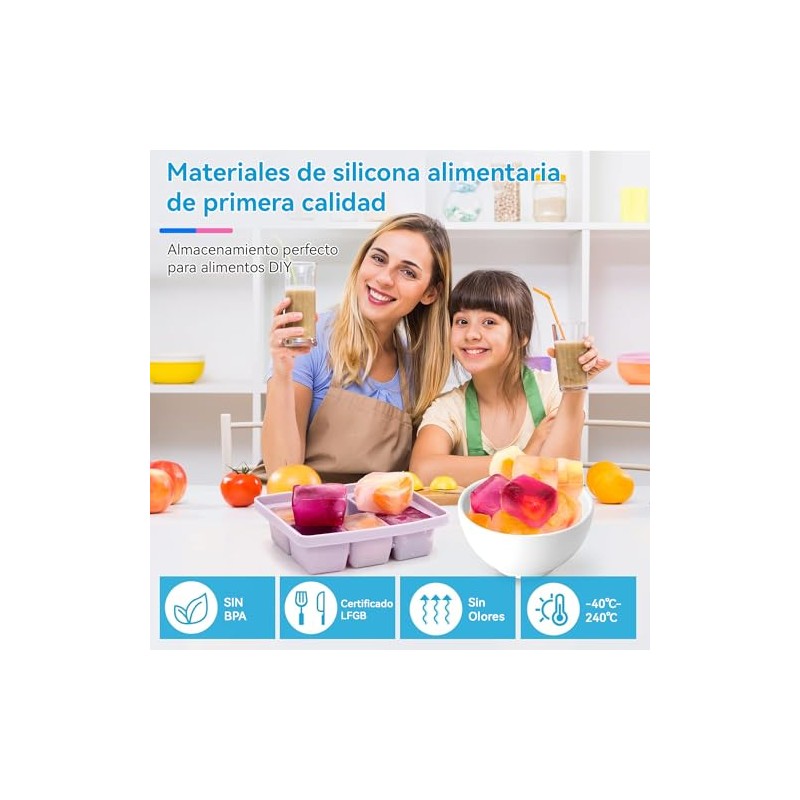3 Piezas Bandejas Para Cubitos de Hielo,Cubitos Cuadrados de 3