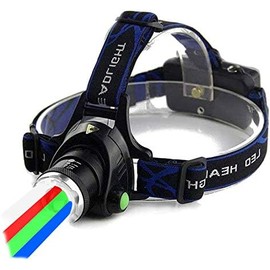 TotaLohan 4 in 1 Multicolor Headlamp 800 Lumen Zoomable One Mode White Red Green Blue Light, Hunting Headlight