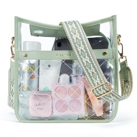 Missnine Clear Crossbody Bags for Stadium Events Quilted Clear Purse for Women Stadium Approved for Concerts