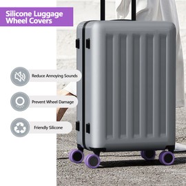 AWINNER Luggage Wheel Covers 8 Pack Upgraded,Silicone Luggage Wheel Protector Covers for most 8 Spinner Wheel Suitcases or Office Chair Caster,Durable,Mute and Shock Absorption (Purple)