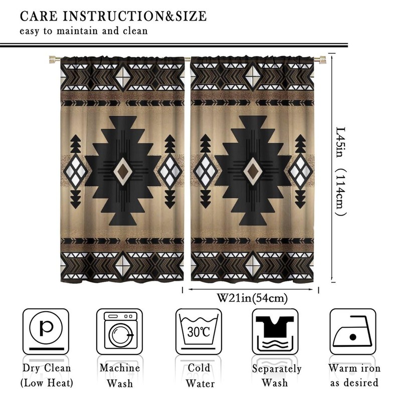 Aztec Curtains, Retro Southwestern Ethnic Geometric Window Treatments for Living