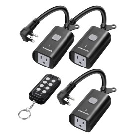 DEWENWILS Outdoor Remote Control Outlet, 1 Remote Control+3 Outlets, FCC Listed
