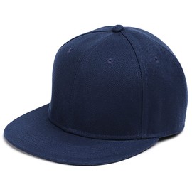 Laquest Simple Plain Snapback Cap, Flat Brim, navy