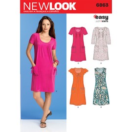 New Look Sewing Pattern 6863 Misses Dresses, Size A (6-8-10-12-14-16)