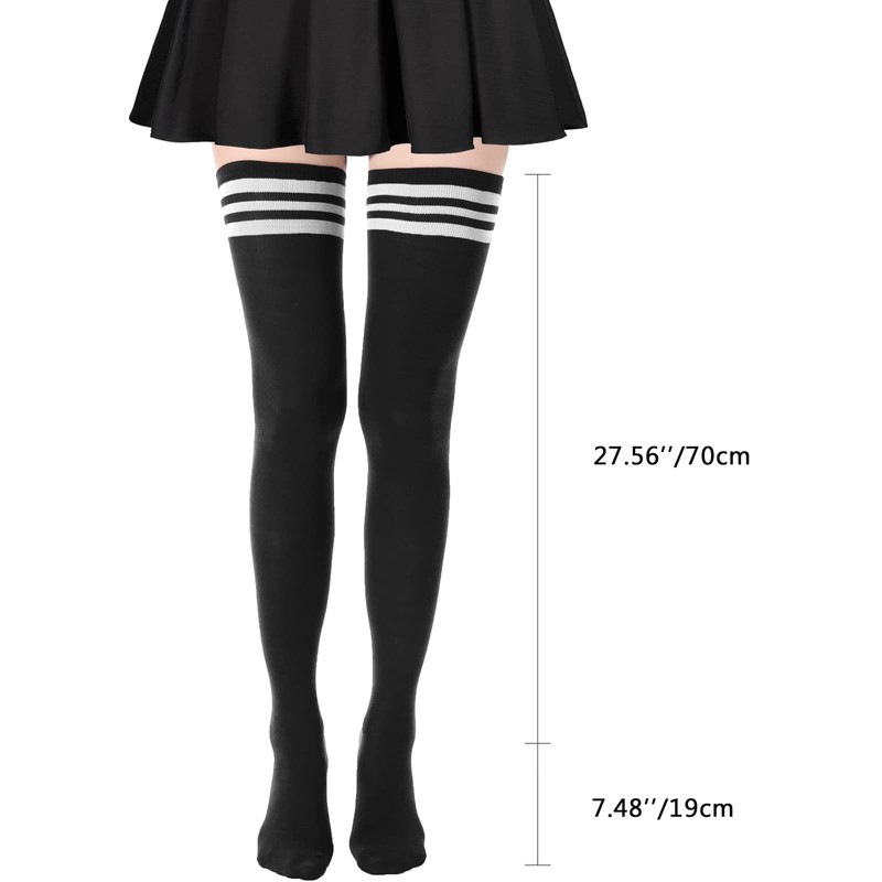 DRESHOW Extra Long Thigh High Socks Long Boot Stockings Striped