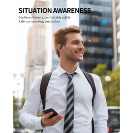 ESCALURE Open Ear Headphones Wireless Earbuds with 4-Mic, IPX5 Sweat Resistant Bluetooth 5.3 Sport Earbuds with Earhooks, Lightweight 30HRS Playtime Deep Bass Clear Calls for Driving Running, Black